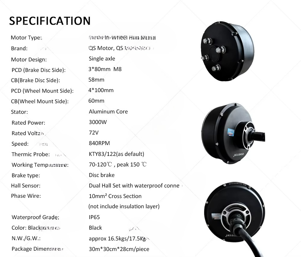 ชุดแปลงมอเตอร์ไซค์ไฟฟ้า QSMOTO - Electric Motorcycle Conversion Kit 72V บทวิจารณ์และราคา